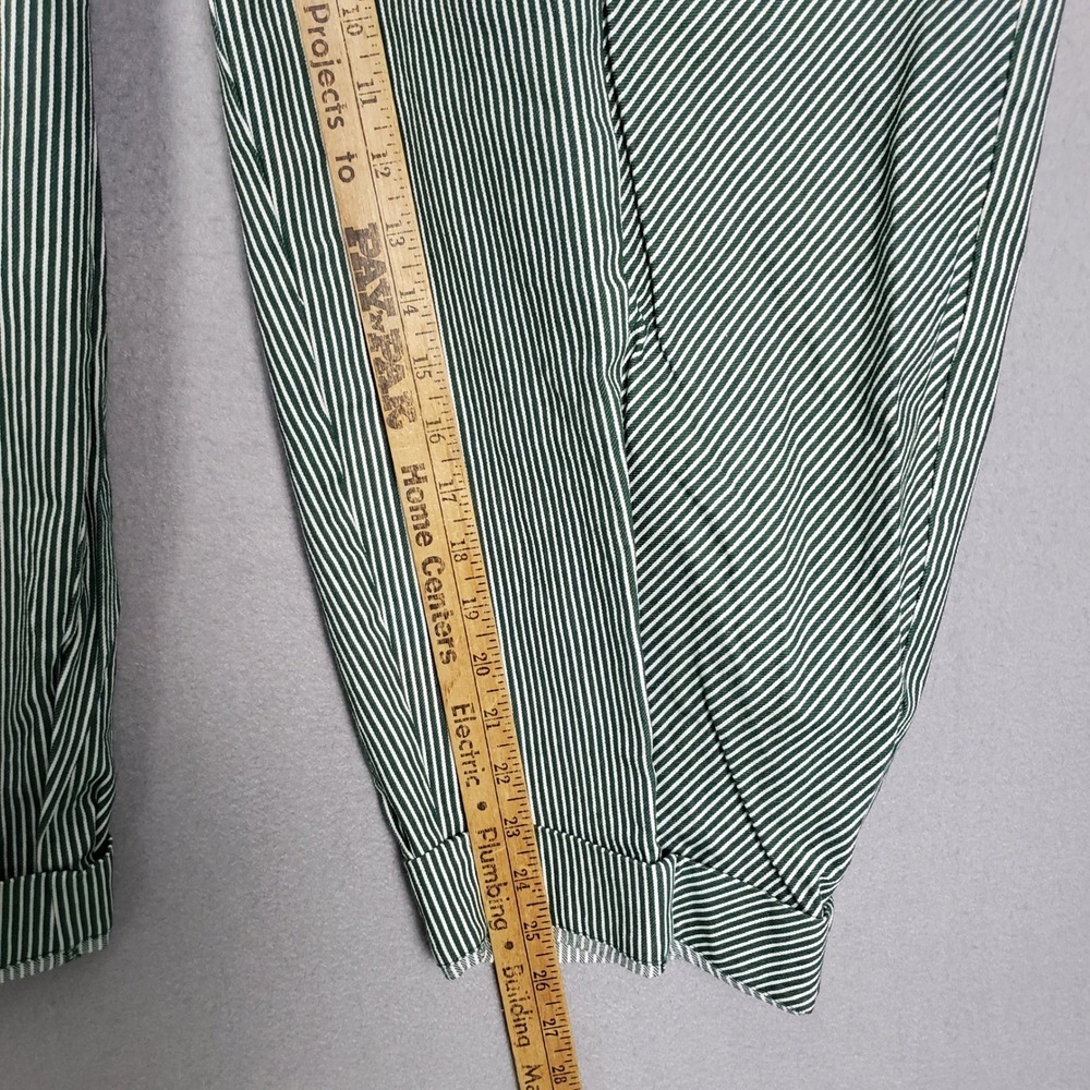Eloquii Womens Size 18 Green White Striped Utility Pants Cropped Nautical - Picture 6 of 13